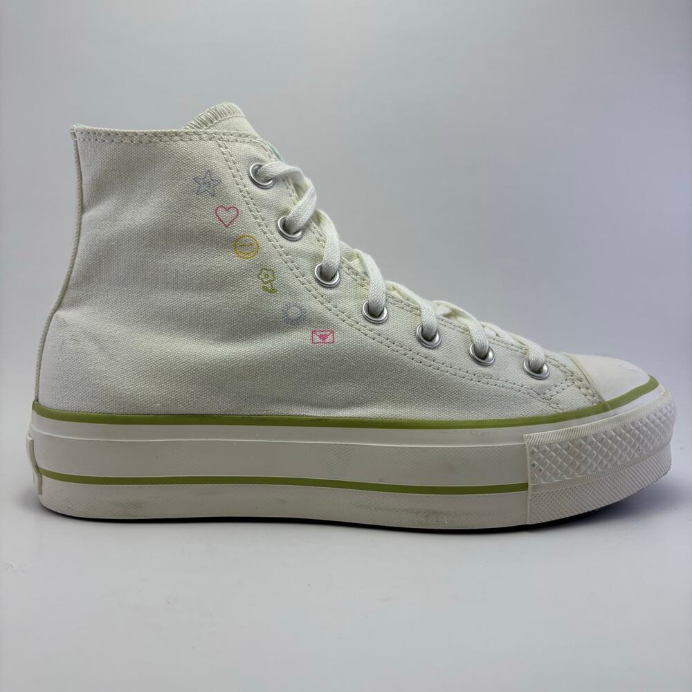 CONVERSE ALL STAR Lift Hi  “Self Care Club” White Platform Shoes Womens Size 8.5